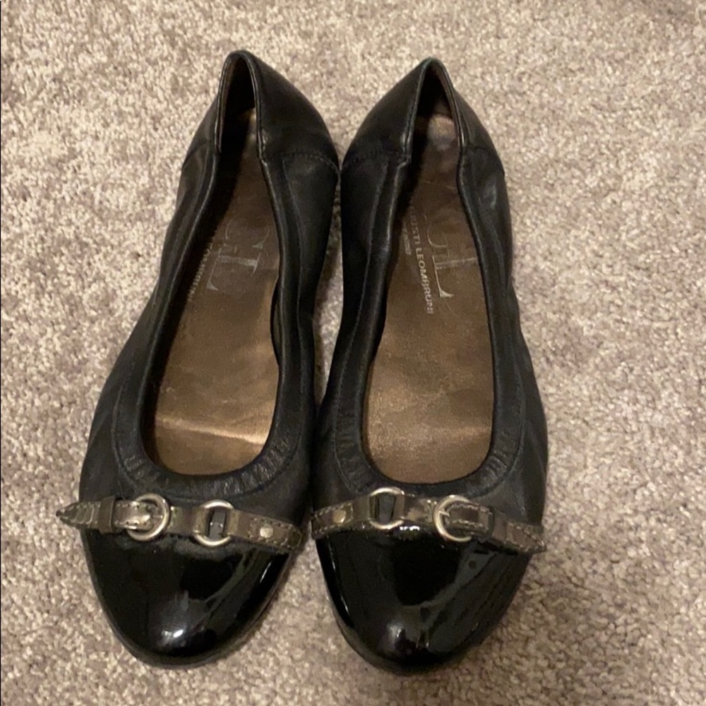 AGL leather flats with silver buckle